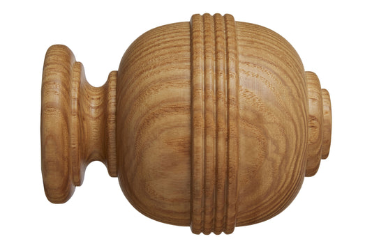 Hallis Eden 35mm Ridged Ball Wooden Curtain Pole Finial - Natural Ash