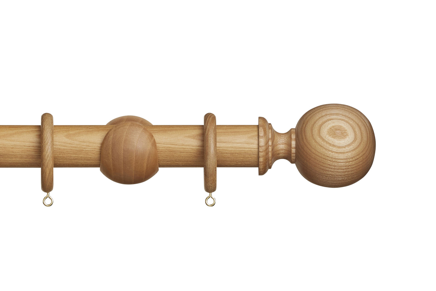 Hallis Eden Ball 35mm Wooden Curtain Pole - Natural Ash