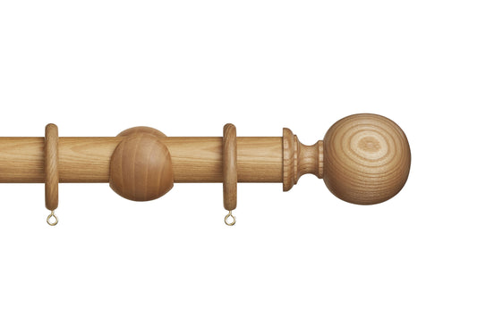 Hallis Eden Ball 35mm Wooden Curtain Pole - Natural Ash