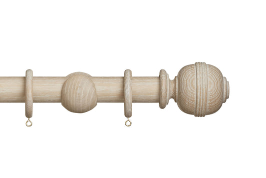 Hallis Eden Ridged Ball 35mm Wooden Curtain Pole - Oatmeal