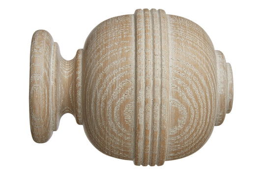 Hallis Eden 35mm Ridged Ball Wooden Curtain Pole Finial - Oatmeal