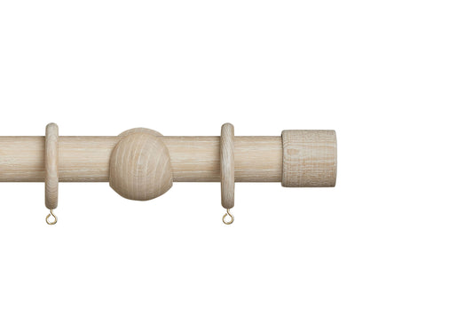 Hallis Eden End Cap 35mm Wooden Curtain Pole - Oatmeal