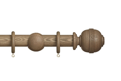Hallis Eden Ridged Ball 35mm Wooden Curtain Pole - Sisal