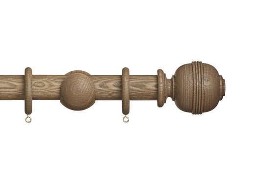Hallis Eden Ridged Ball 35mm Wooden Curtain Pole - Sisal