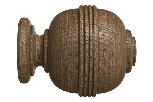 Hallis Eden 35mm Ridged Ball Wooden Curtain Pole Finial - Sisal