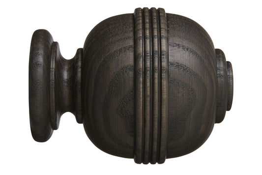Hallis Eden 35mm Ridged Ball Wooden Curtain Pole Finial - Umber