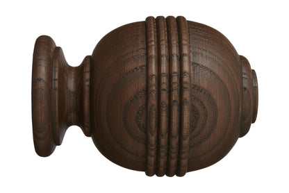 Hallis Eden 45mm Ridged Ball Wooden Curtain Pole Finial - Cocoa