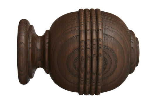 Hallis Eden 45mm Ridged Ball Wooden Curtain Pole Finial - Cocoa
