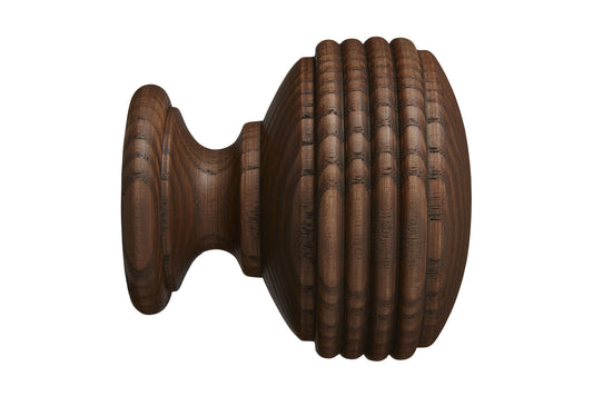 Hallis Eden 45mm Ellipse Wooden Curtain Pole Finial - Cocoa