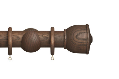 Hallis Eden Urn 45mm Wooden Curtain Pole - Cocoa