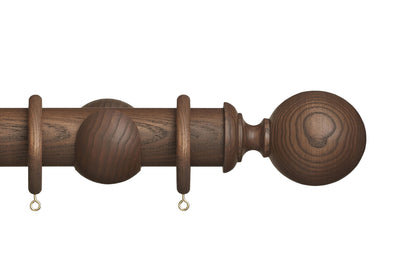 Hallis Eden Ball 45mm Wooden Curtain Pole - Cocoa
