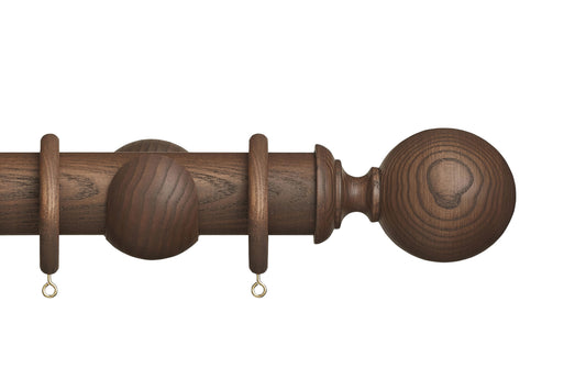 Hallis Eden Ball 45mm Wooden Curtain Pole - Cocoa