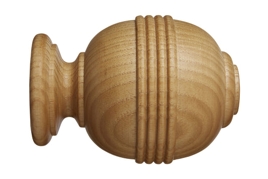 Hallis Eden 45mm Ridged Ball Wooden Curtain Pole Finial - Natural Ash