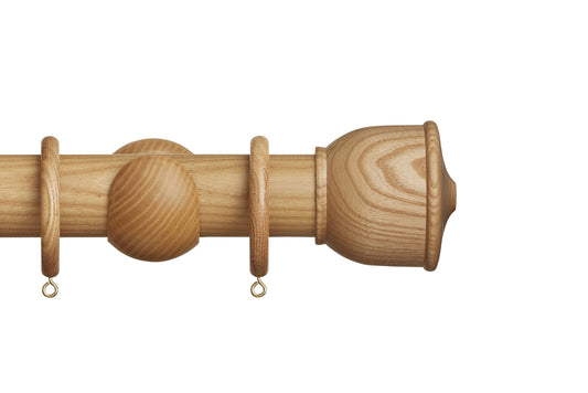 Hallis Eden Urn 45mm Wooden Curtain Pole - Natural Ash