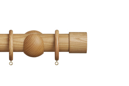 Hallis Eden End Cap 45mm Wooden Curtain Pole - Natural Ash