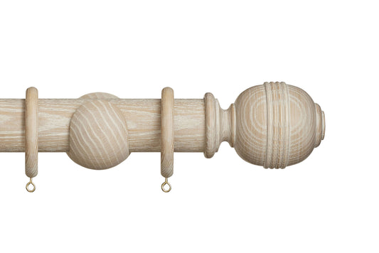 Hallis Eden Ridged Ball 45mm Wooden Curtain Pole - Oatmeal