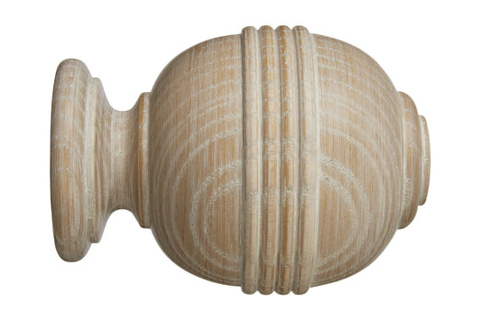 Hallis Eden 45mm Ridged Ball Wooden Curtain Pole Finial - Oatmeal