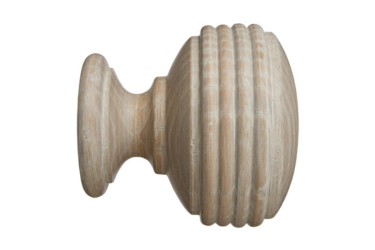 Hallis Eden 45mm Ellipse Wooden Curtain Pole Finial - Oatmeal