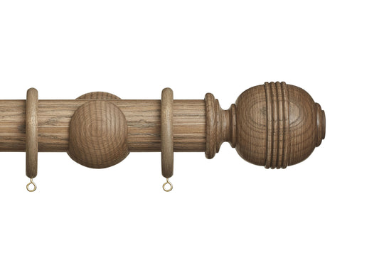 Hallis Eden Ridged Ball 45mm Wooden Curtain Pole - Sisal