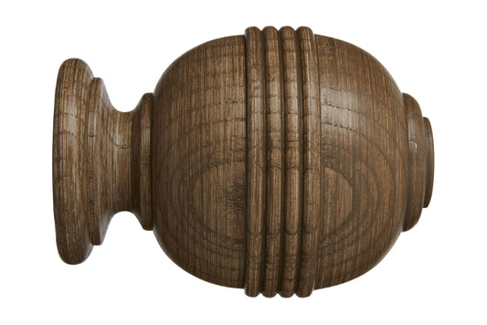 Hallis Eden 45mm Ridged Ball Wooden Curtain Pole Finial - Sisal