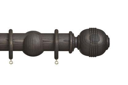 Hallis Eden Ridged Ball 45mm Wooden Curtain Pole - Umber