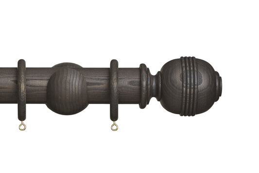 Hallis Eden Ridged Ball 45mm Wooden Curtain Pole - Umber
