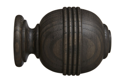 Hallis Eden 45mm Ridged Ball Wooden Curtain Pole Finial - Umber