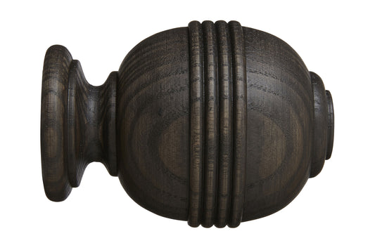 Hallis Eden 45mm Ridged Ball Wooden Curtain Pole Finial - Umber