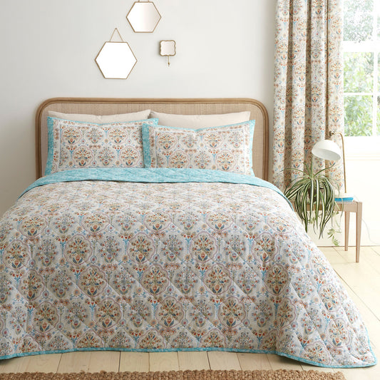 Edena Decorative Floral Bedspread in Natural 200cm X 230cm - Bedspread - Dreams & Drapes