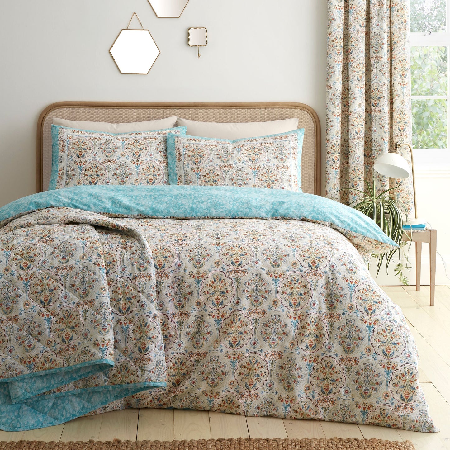 Edena Decorative Floral Duvet Cover Set in Natural - Duvet Cover Set - Dreams & Drapes