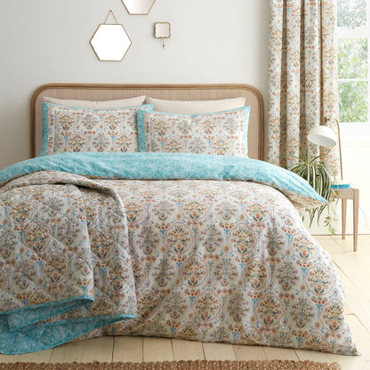 Edena Decorative Floral Duvet Cover Set in Natural - Duvet Cover Set - Dreams & Drapes