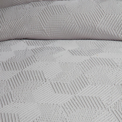 Serene Embossed Geo Duvet Cover Set - Grey
