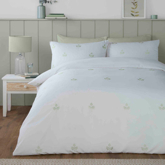 Emily Embroidery Duvet Cover Set by Serene in Green - Duvet Cover Set - Serene