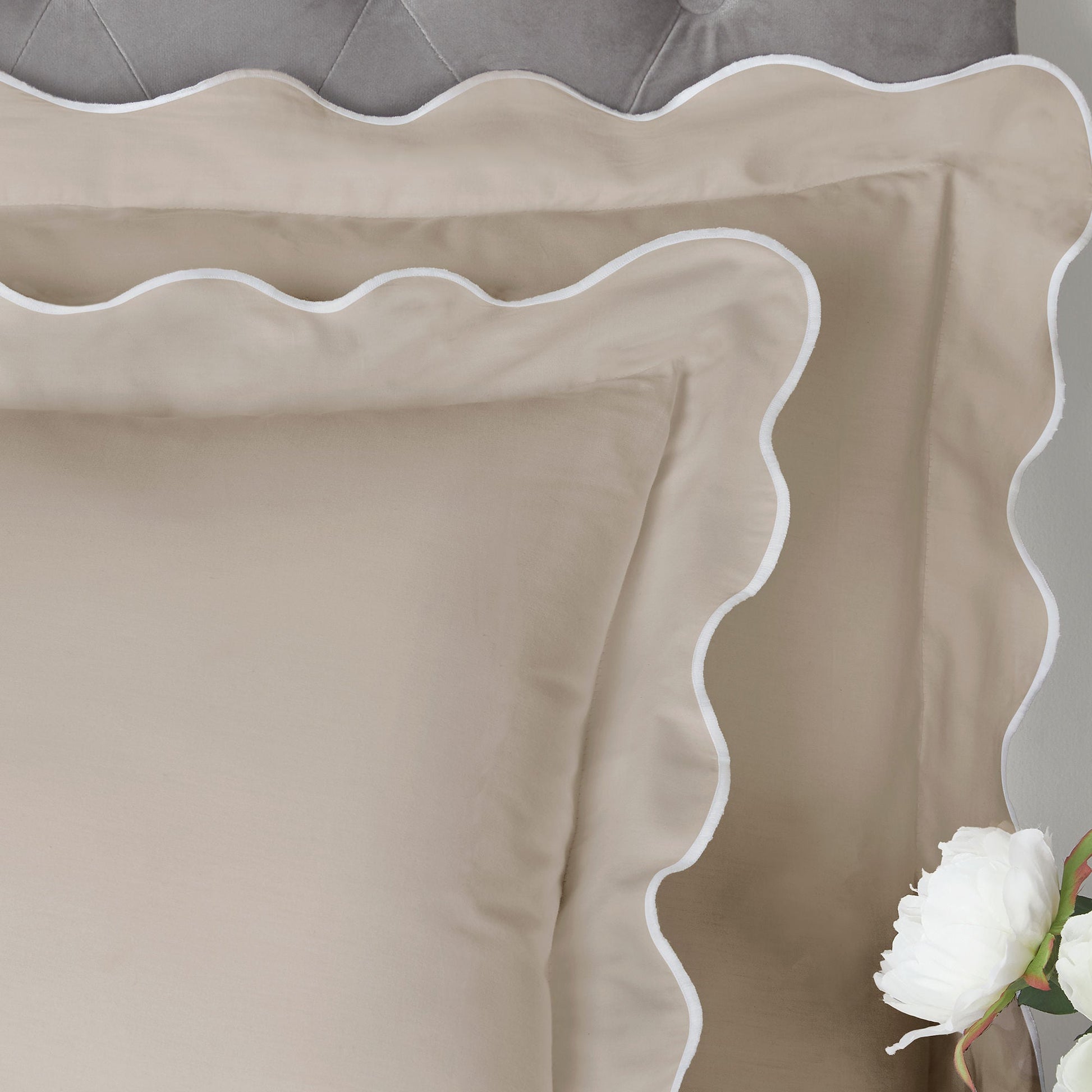 Scallop Edge Duvet Cover Set by Appletree Boutique in Natural - Duvet Cover Set - Appletree Boutique