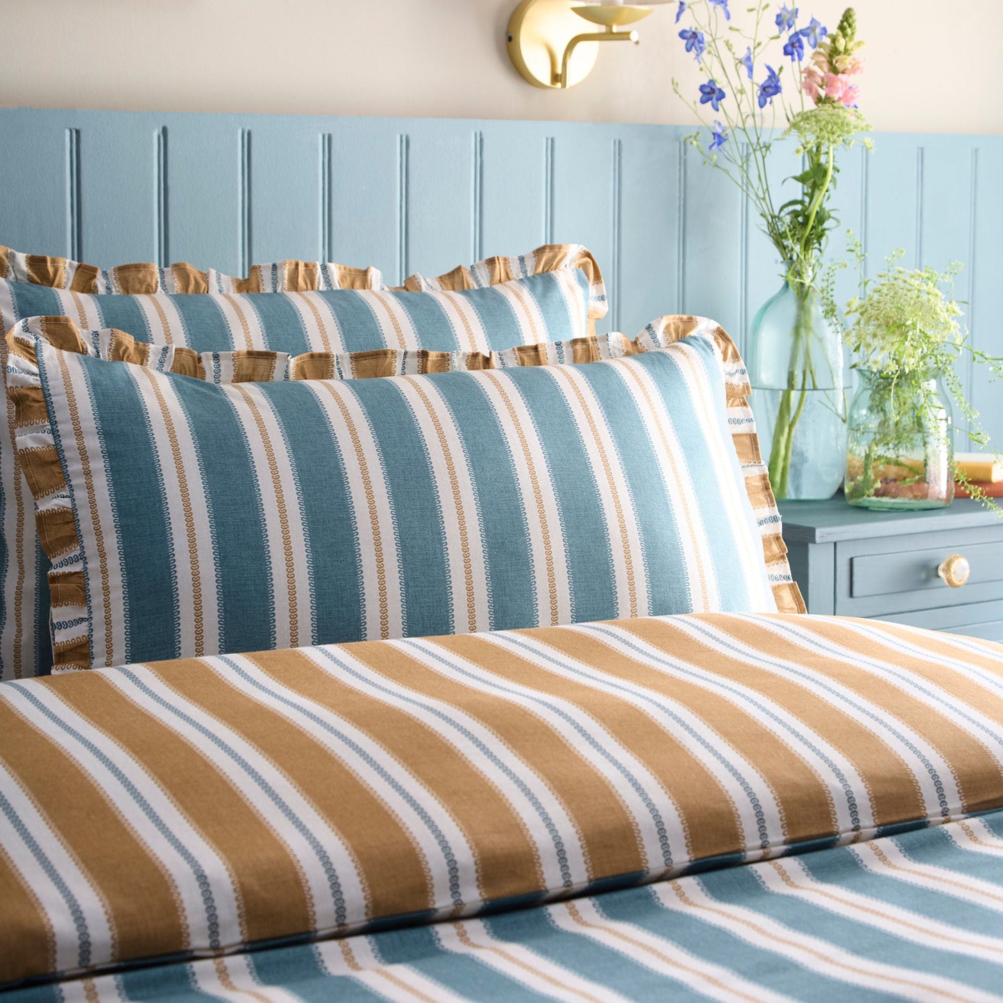 Appletree Heritage Eloise Stripe Duvet Cover Set - Teal