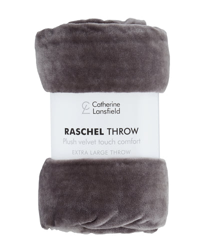 Catherine Lansfield Raschel Velvet Touch Throw - Charcoal