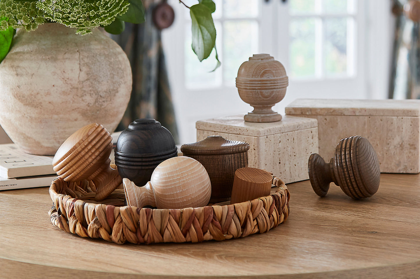 Hallis Eden 45mm Ellipse Wooden Curtain Pole Finial - Natural Ash