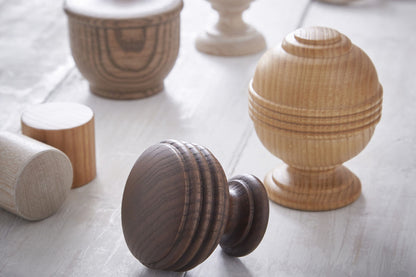 Hallis Eden 45mm Ridged Ball Wooden Curtain Pole Finial - Cocoa