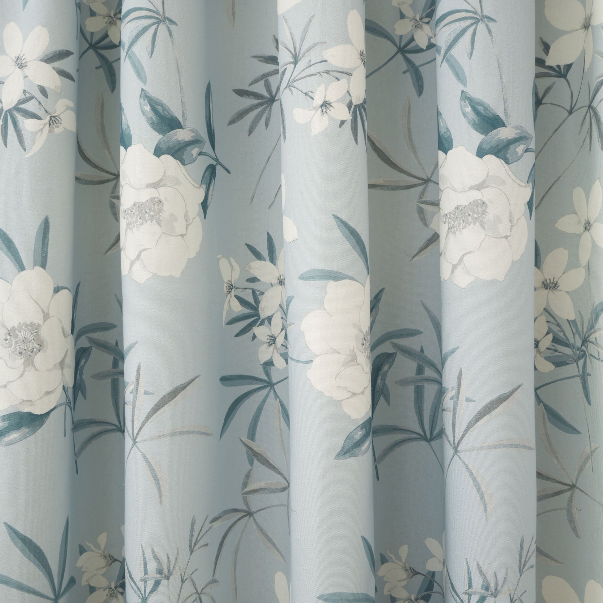 Eve Pair of Pencil Pleat Curtains With Tie-Backs by Dreams & Drapes Design in Duck Egg - Pair of Pencil Pleat Curtains With Tie-Backs - Dreams & Drapes Design