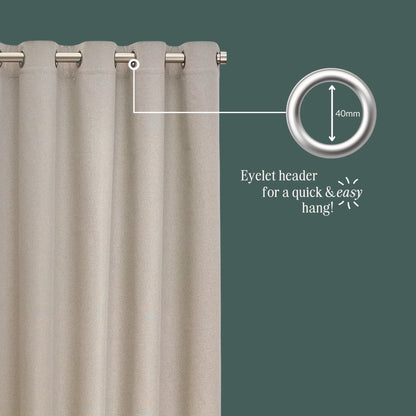 Furn Ultimate Blackout Eyelet Curtains - Custard Cream