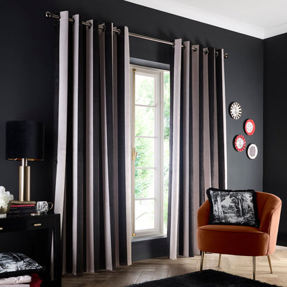 Laurence Llewelyn-Bowen Festivo Stripe Eyelet Curtains - Black
