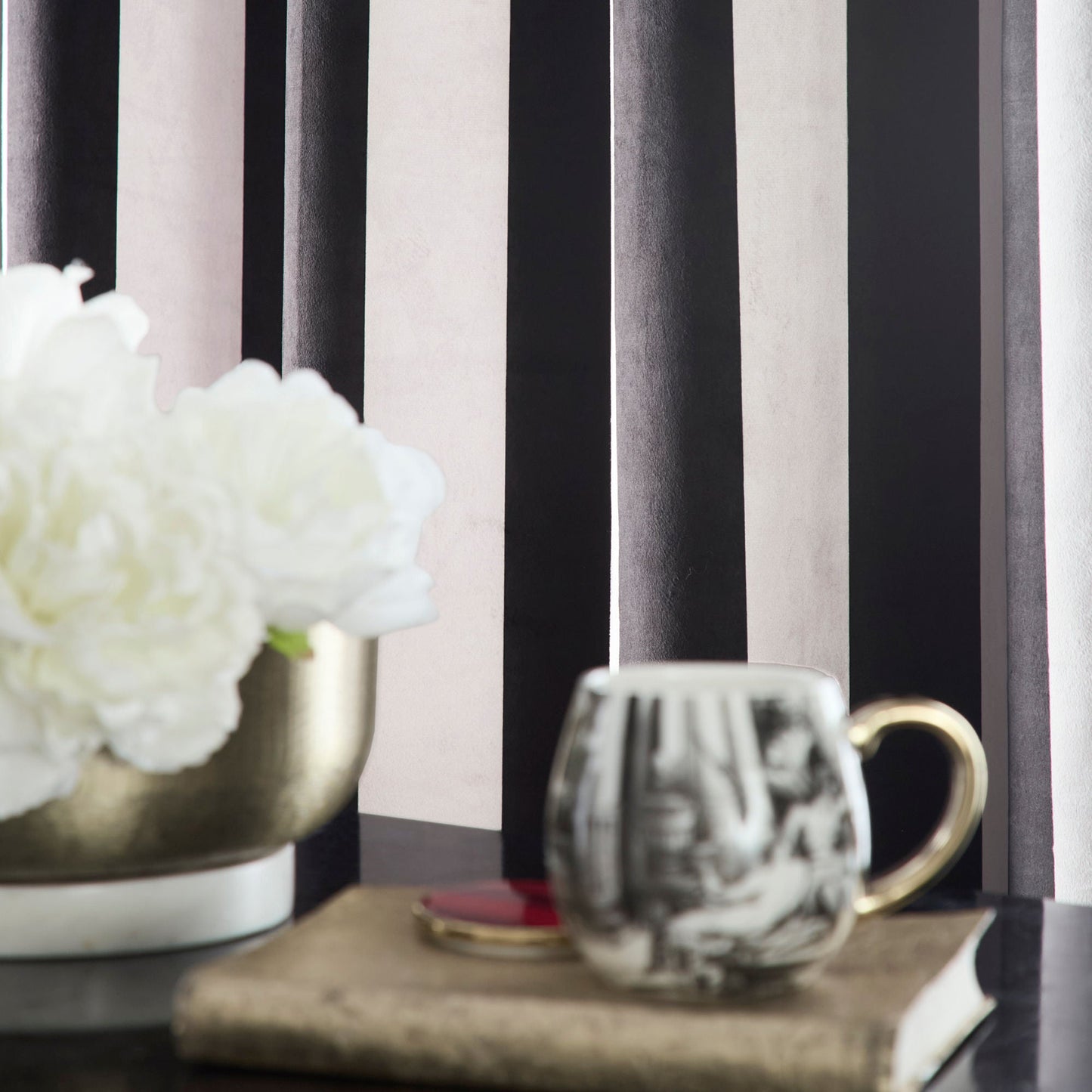 Laurence Llewelyn-Bowen Festivo Stripe Eyelet Curtains - Black