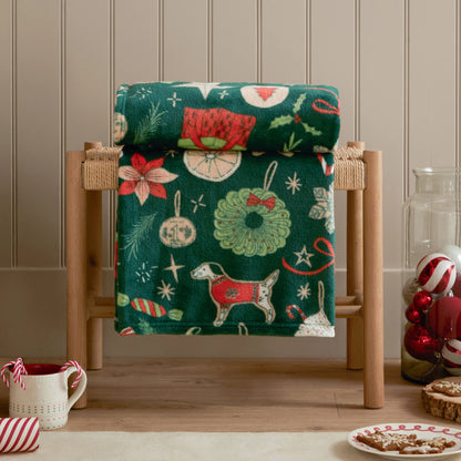 Duvet Day Festive Treats Throw - Emerald