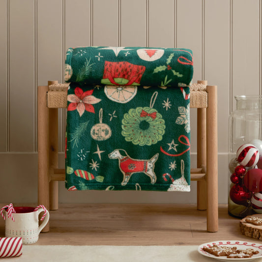 Duvet Day Festive Treats Throw - Emerald