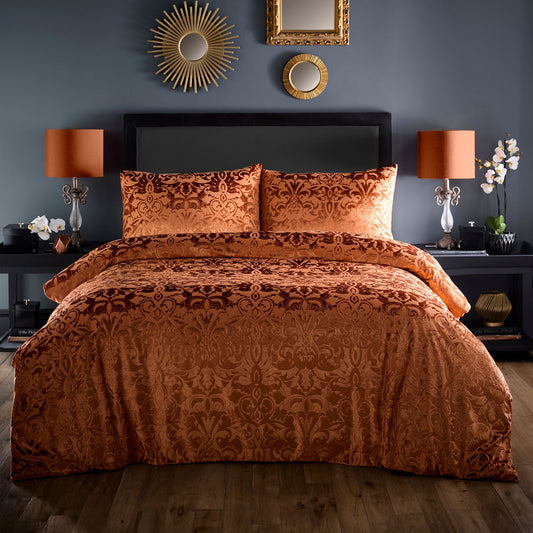 Laurence Llewelyn-Bowen Firenza Velvet Duvet Cover Set - Spice