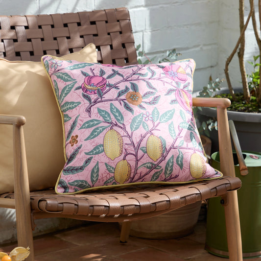 Morris & Co Fruits Outdoor Cushion - Pink/Lemon