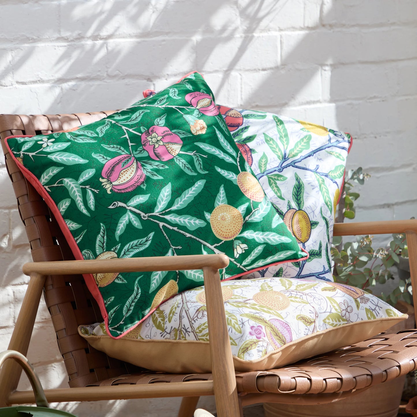 Morris & Co Fruits Outdoor Cushion - Coral/Lemon