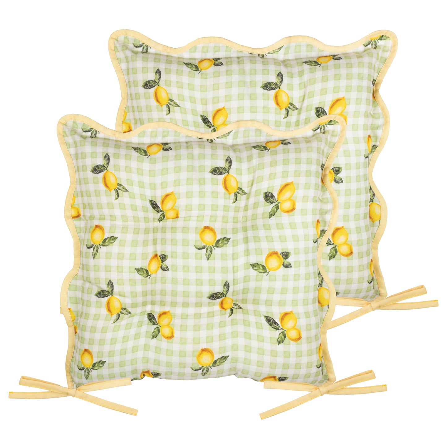 Furn Fruits Lemons Outdoor Seat Pads (Pair) - Sage