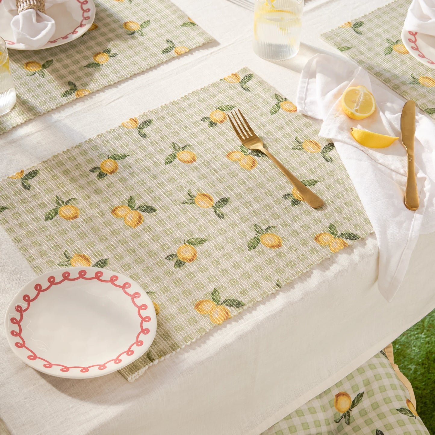 Furn Fruits Lemons Indoor/Outdoor Placemats (Pack of 4) - Sage