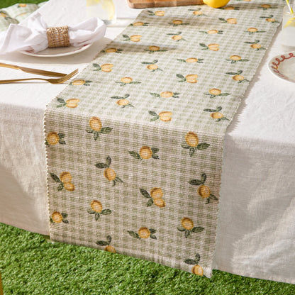 Furn Fruits Lemons Indoor/Outdoor Table Runner - Sage